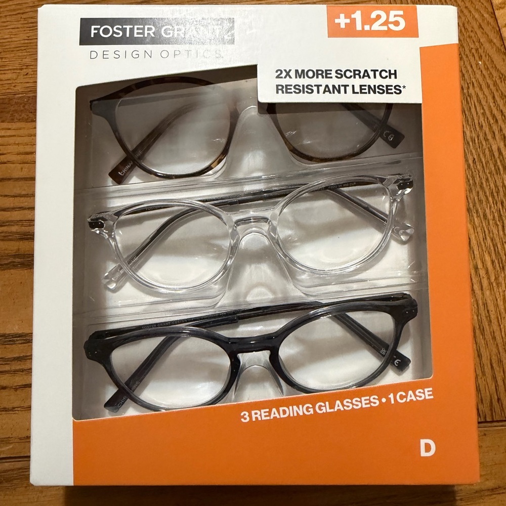 Unisex Foster Grant Reading Glasses +1.25 | 3 pack | open box Like New